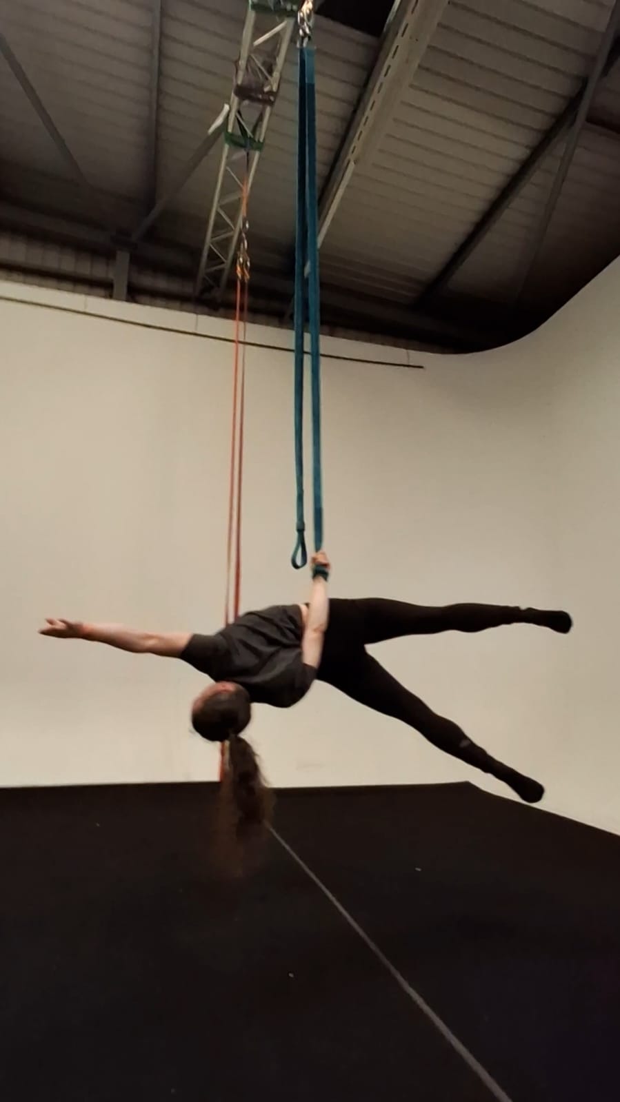 Heidi J. on aerial straps